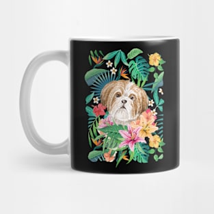 Tropical Gold Red White Shih Tzu 14 Mug